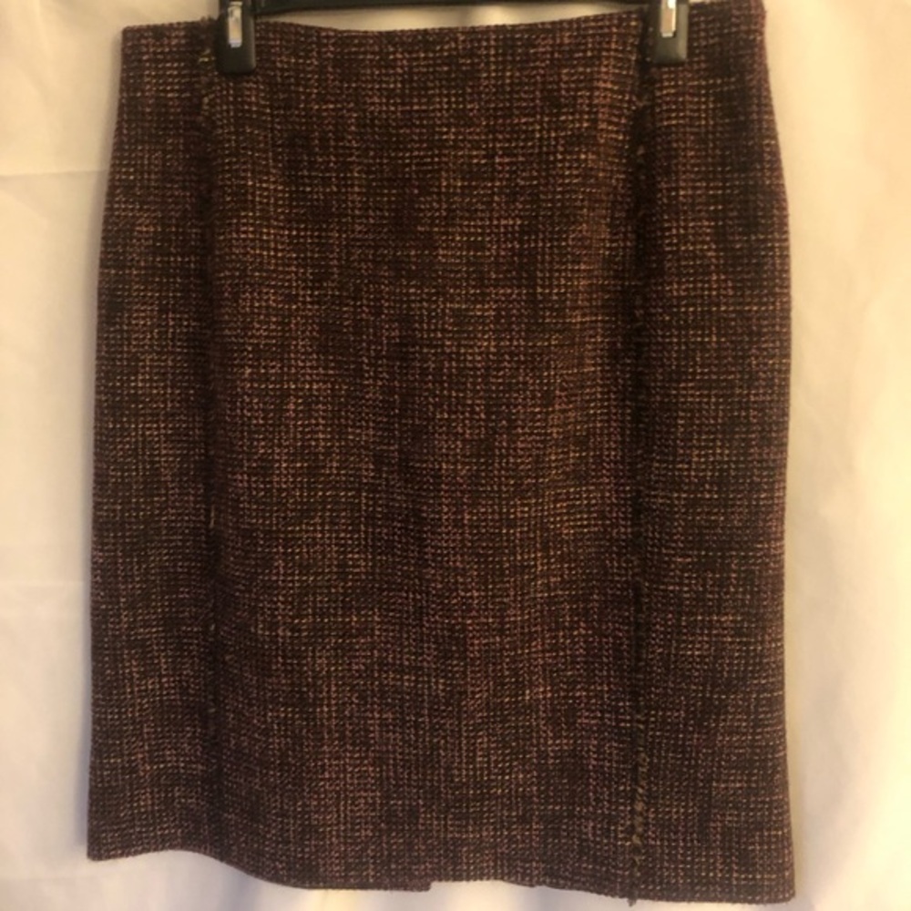 Ann Taylor Tweed Pencil Skirt with Fringe Detail Size 10